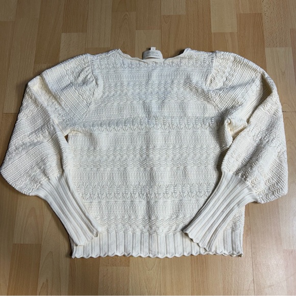 Sezane Charlotte Ivory Textured Knit Cardigan Blouse - Picture 8 of 10